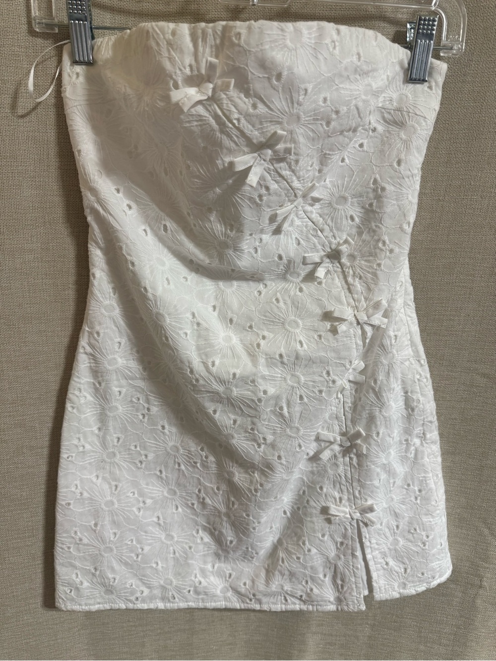 NWT - Le lis White Strapless Mini Dress with Floral Embroidery- multiple sizes